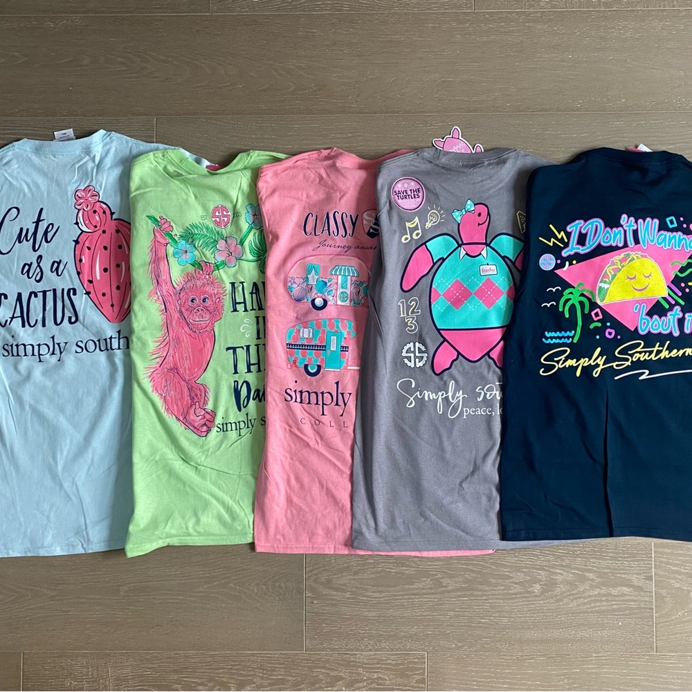 Lot of 5 Simply Southern Shirts, Adult Small